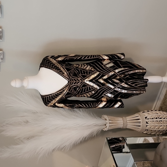 Express Geometric Sequin Mini Bodycon Dress NWT - Picture 3 of 8